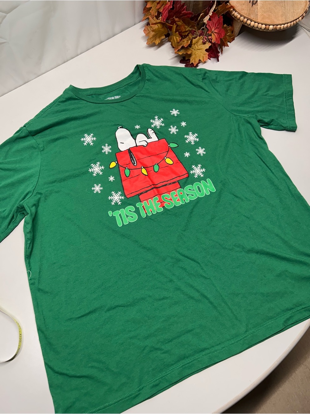 Green 3XL 'Tis The Season Snoopy Holiday Tee